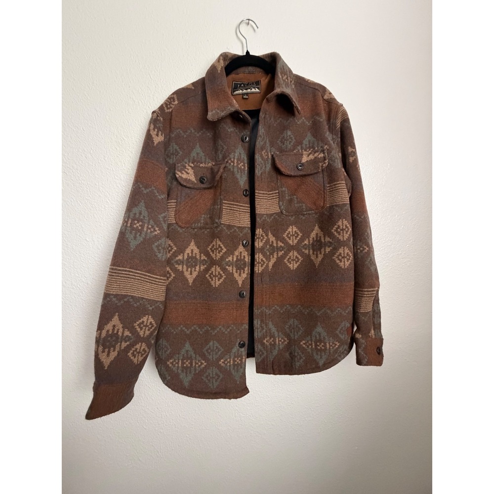 Jachs New York Mens Wool Blend Southwestern Shirt Jacket Brown Geometric Large - Picture 2 of 10